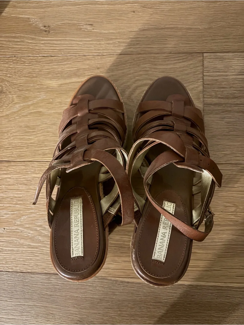 Banana Republic Brown Leather Strappy Wedge Sandals